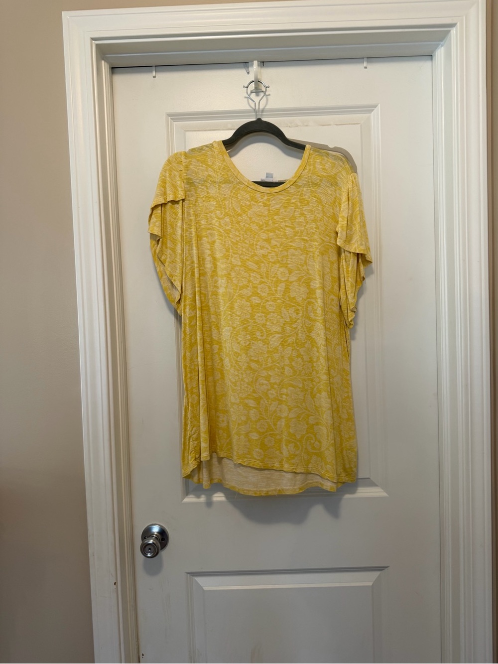 LuLaRoe Yellow Floral Short Sleeve Top